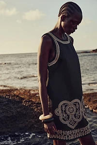 Embroidered Shift Dress