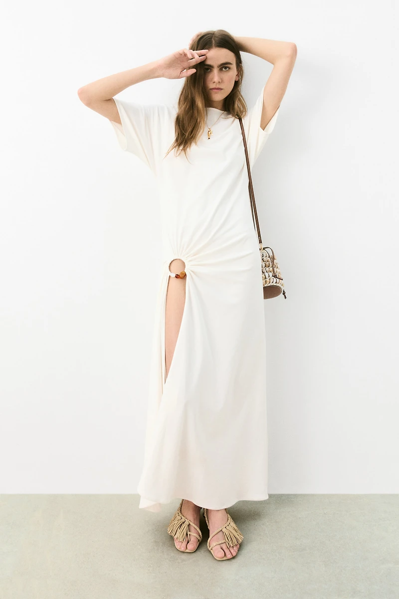 Draped Slit-Front Dress