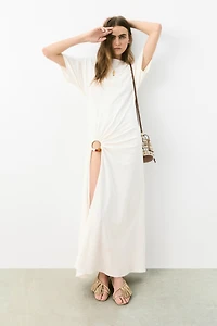 Draped Slit-Front Dress