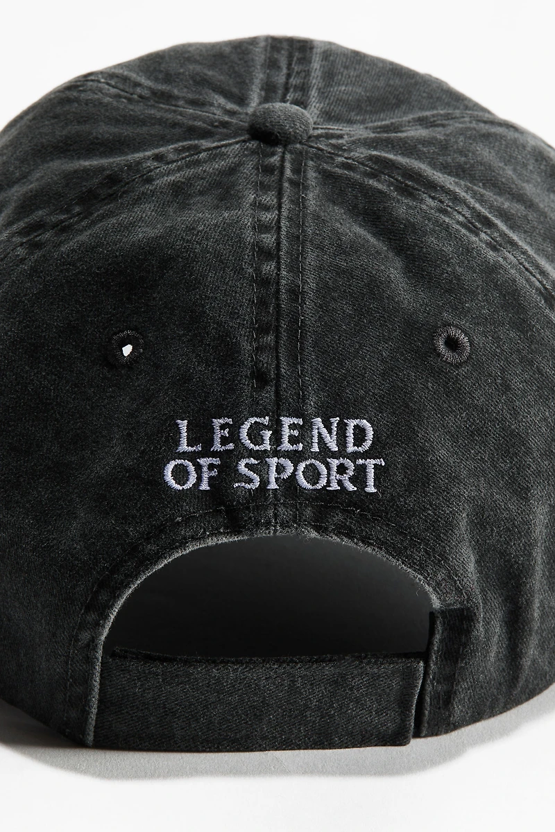 Cotton Twill Cap with Embroidered Motif
