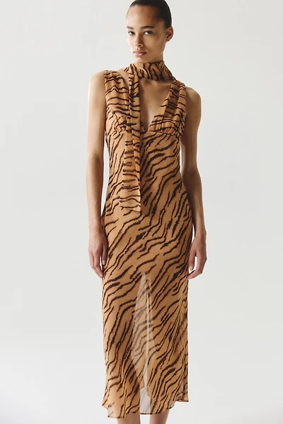 Robe midi à col cravate