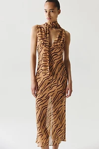 Robe midi à col cravate