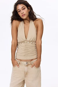 Embellished Halterneck Top