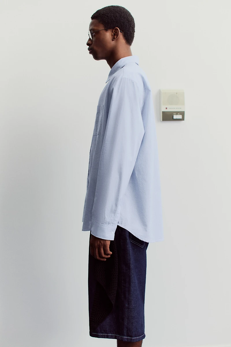 Oversized-Fit Seersucker Shirt