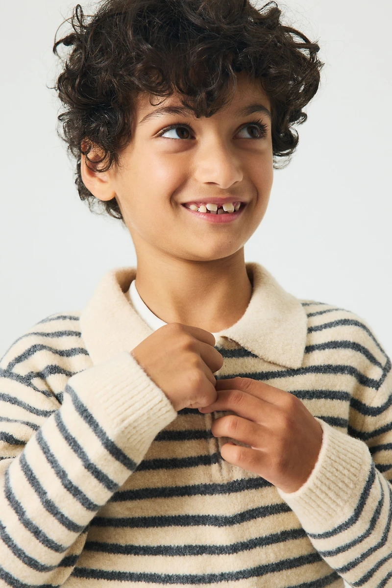 Half-Zip Brushed Polo Sweater