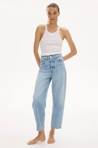 High-Waist Barrel-Leg Ankle Jeans