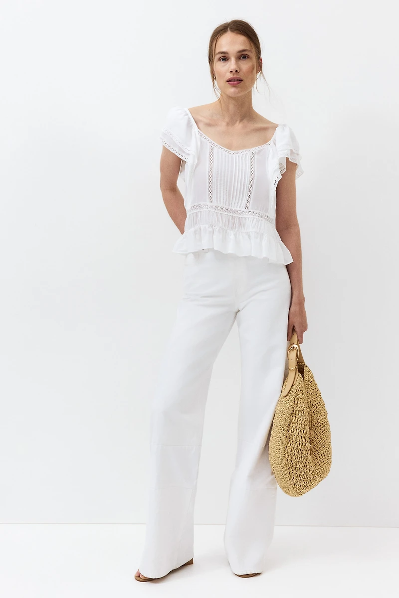 MAMA Lace-trimmed Nursing Blouse