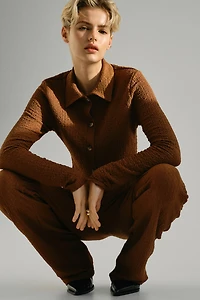 Pantalon évasé à effet froissé
