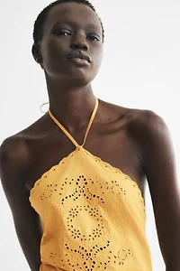 Broderie anglaise halterneck dress