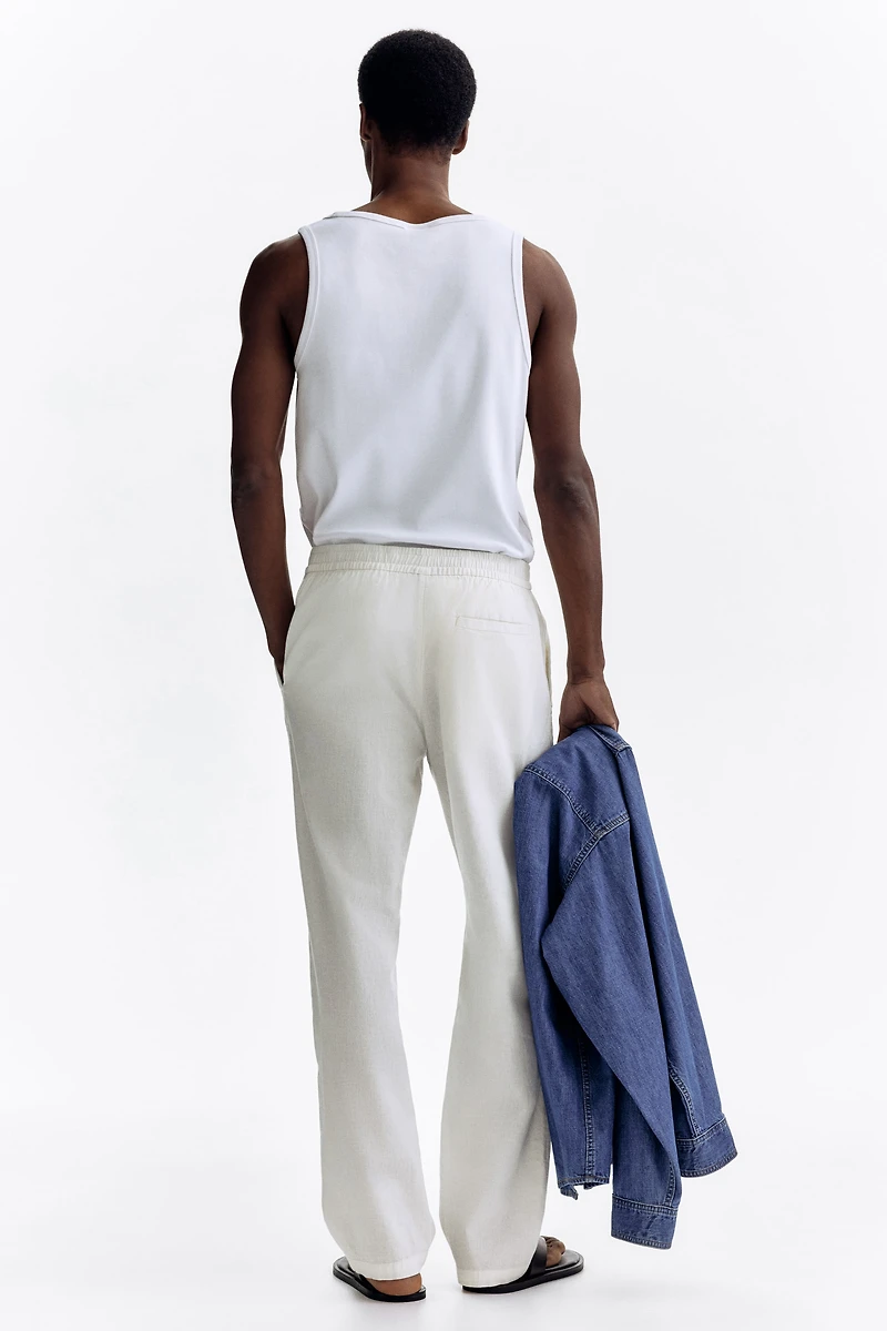 Regular-Fit Linen-Blend Pants
