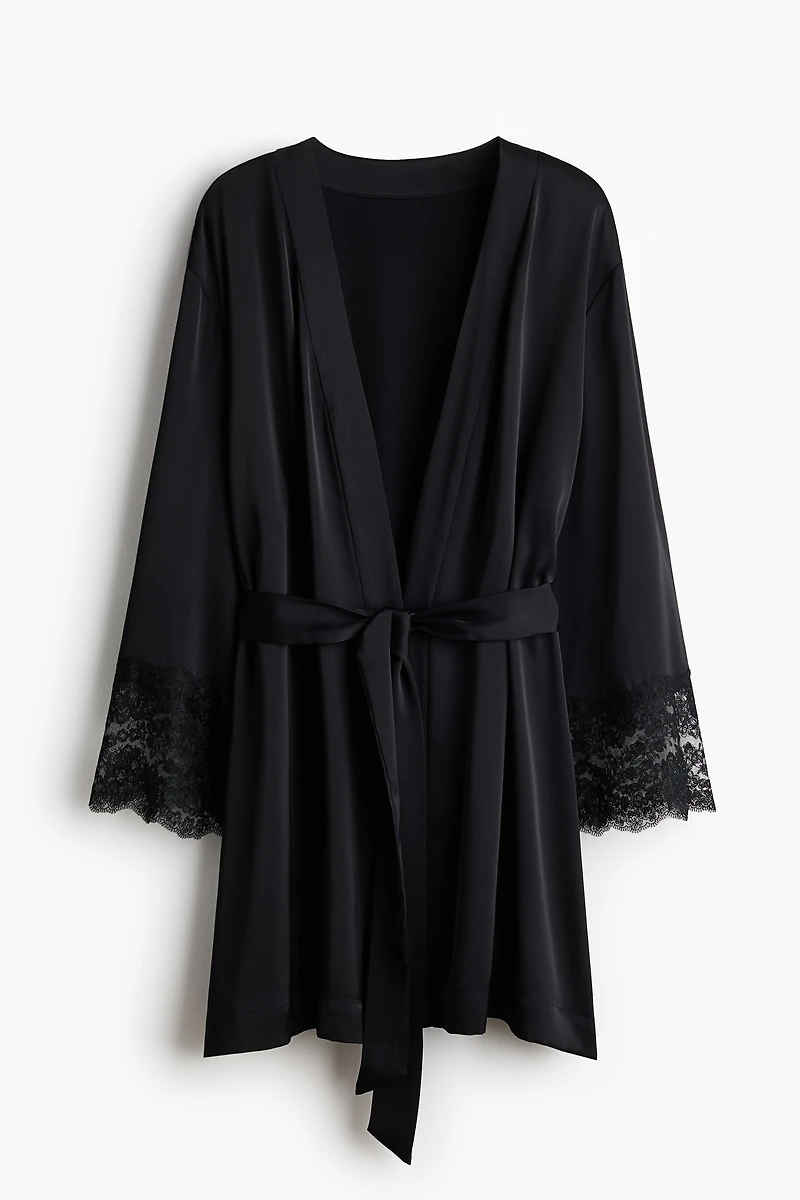 Lace-Trimmed Satin Robe
