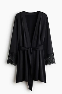Lace-Trimmed Satin Robe