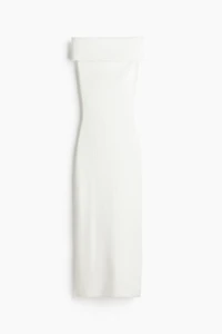 Robe épaules nues côtelée