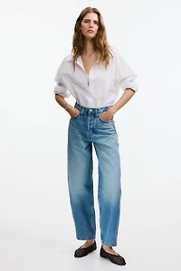 Jean tonneau taille haute à la cheville