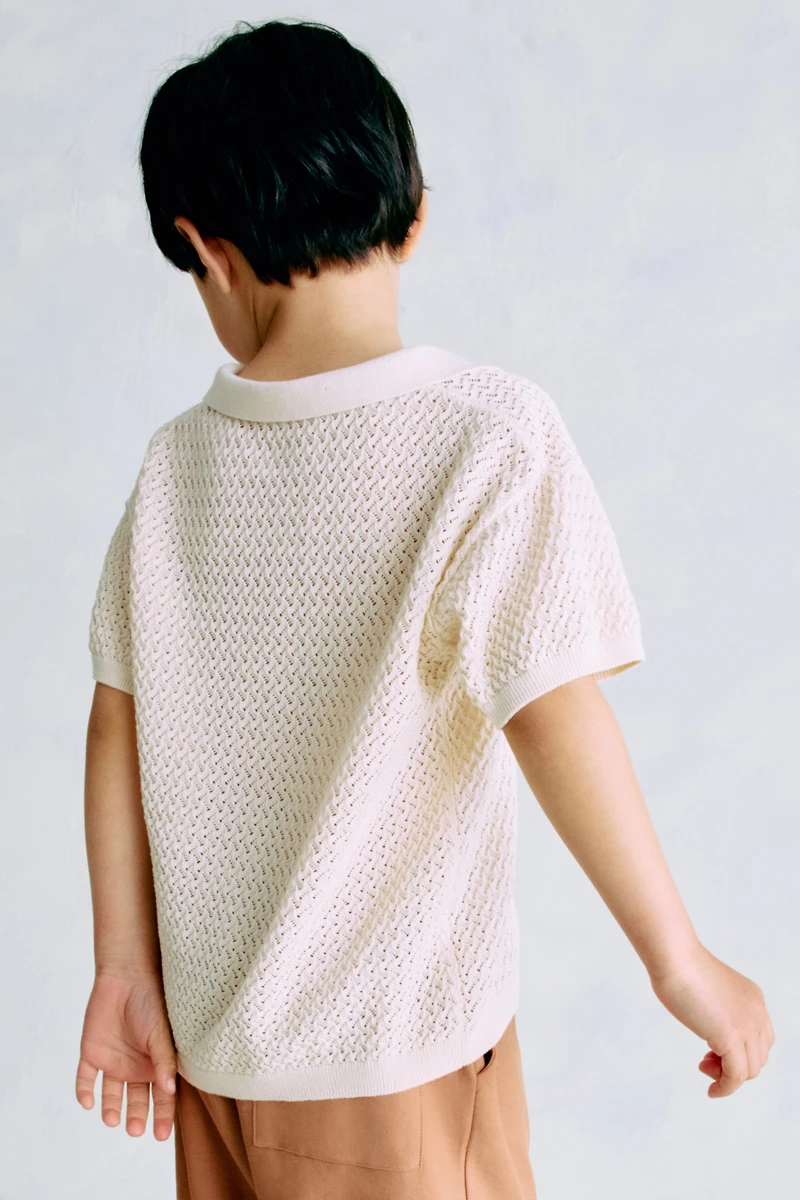 Polo en tricot texturé