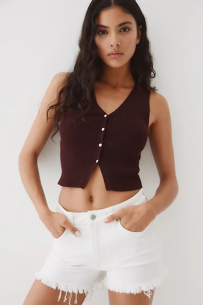 Button-Front Sweater Vest