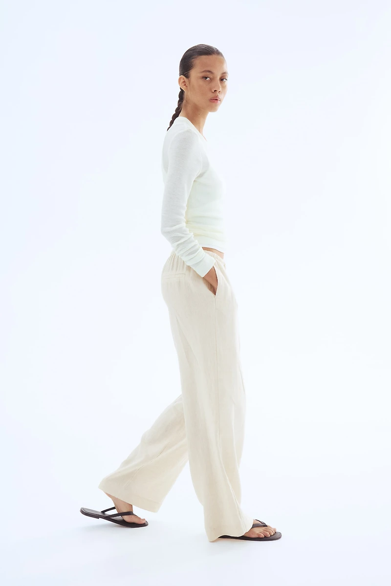 Pantalon en lin avec cordon de serrage