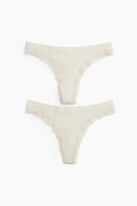 2-pack Seamless Lace-trimmed Thong Briefs