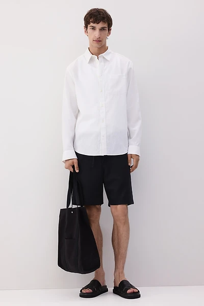 Regular-Fit Linen-Blend Shirt