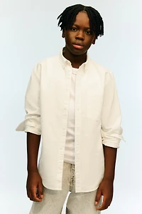 Chemise en coton avec col à pointes boutonnées