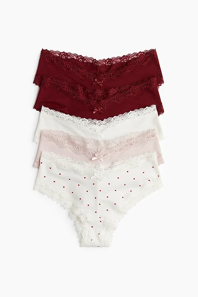 Lot de 5 culottes Hipster en coton avec dentelle