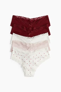 Lot de 5 culottes Hipster en coton avec dentelle