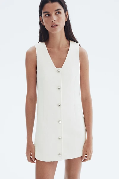 Button-Front Bouclé Dress