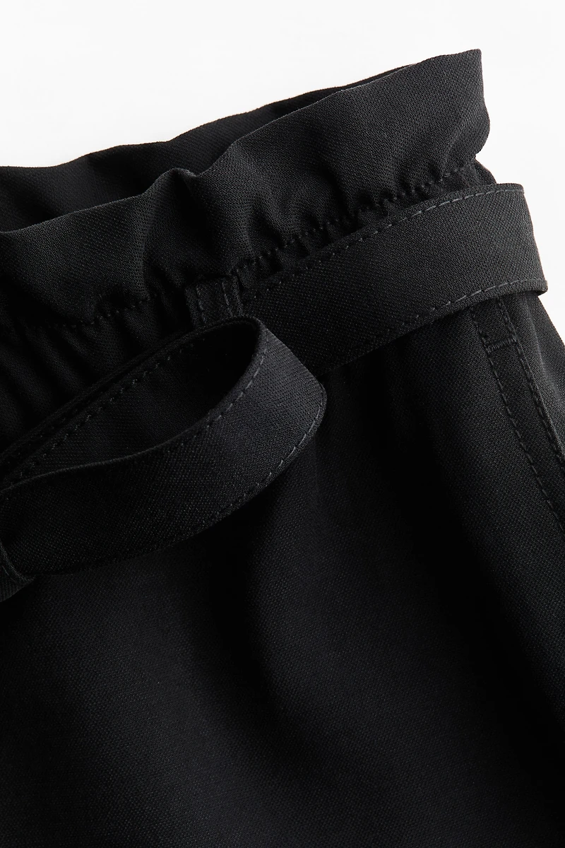 Tie-Belt Barrel-Leg Pants