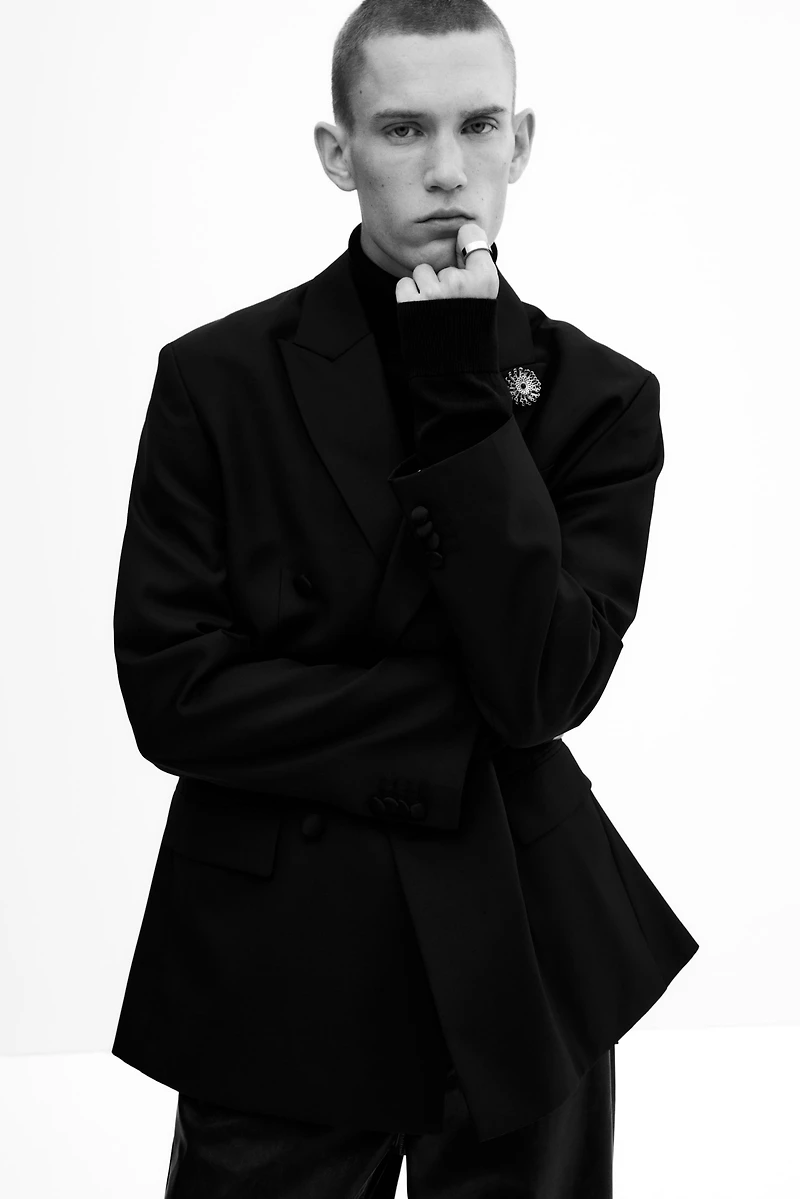 Relaxed-Fit Wool-Blend Tuxedo Jacket