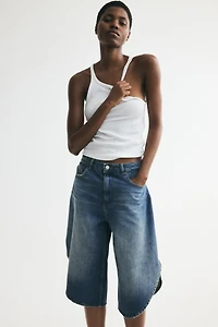 Wrap-detail denim Bermuda Shorts
