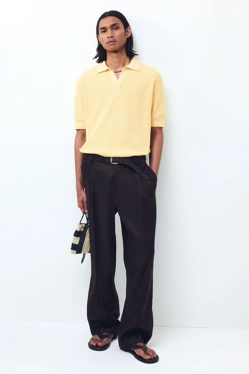 Regular-Fit Cable-Knit Polo Shirt