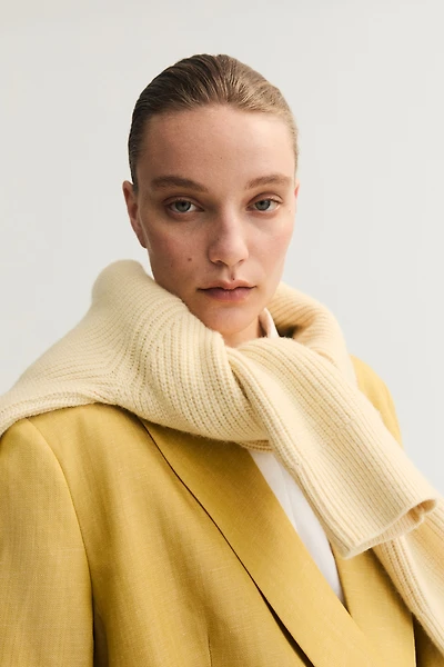 Double-Breasted Linen-Blend Jacket