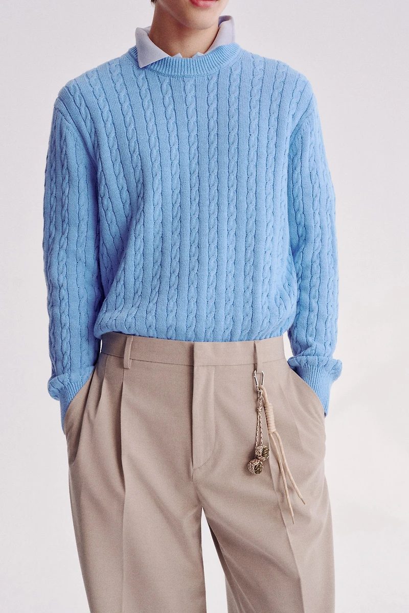 Regular-Fit Cable-Knit Sweater