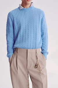 Regular-Fit Cable-Knit Sweater