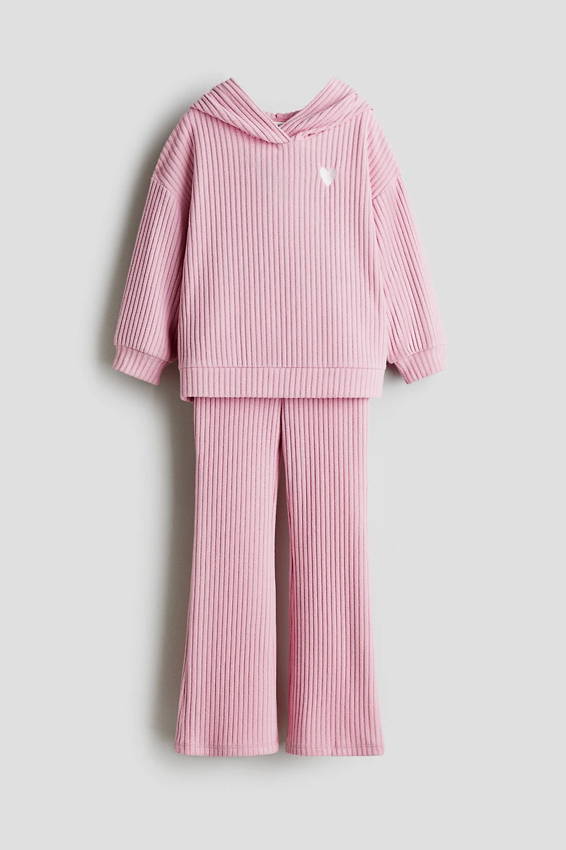 Ensemble 2 pièces en tricot côtelé et brossé