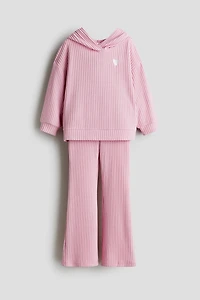 Ensemble 2 pièces en tricot côtelé et brossé