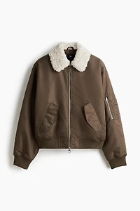 Loose-Fit Nylon Bomber Jacket
