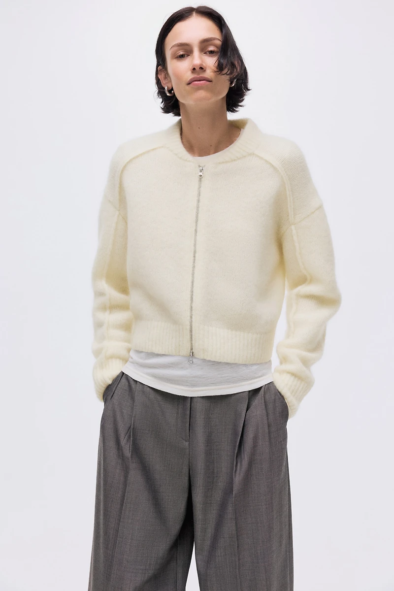 Mohair-Blend Cardigan with Zipper