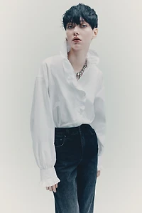 Ruffle-Trimmed Cotton Shirt