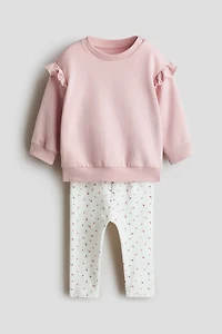 2-Piece Ruffle-Detail Cotton Set