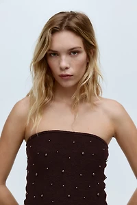 Bead-Embellished Bandeau Top