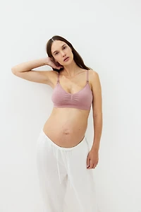 MAMA Seamless Padded Cotton-Blend Nursing Bra