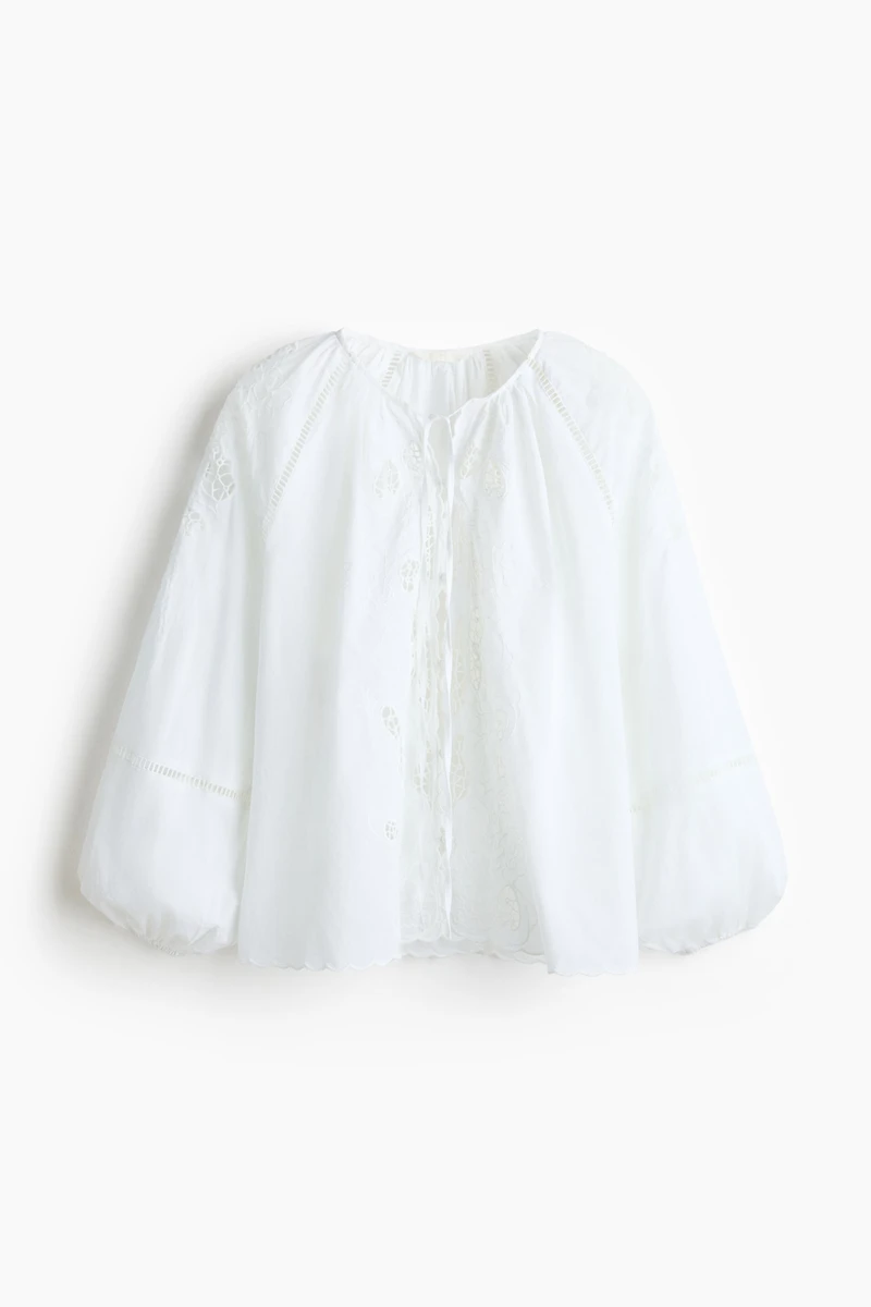 Eyelet-Embroidered Cotton Blouse