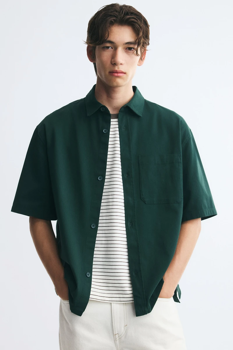 Relaxed-Fit Embroidered-Motif Cotton Shirt
