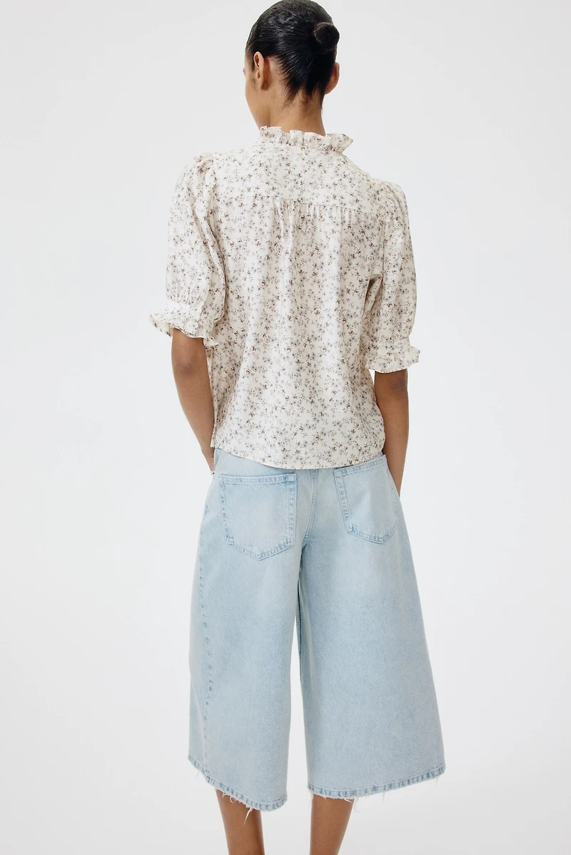 Ruffled Puff-Sleeved Blouse