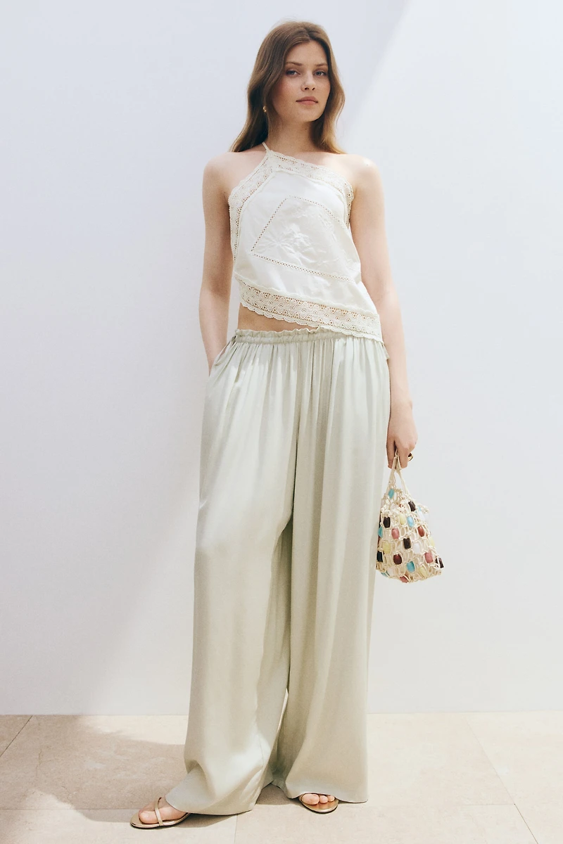 Lace-Trimmed One-Shoulder Top