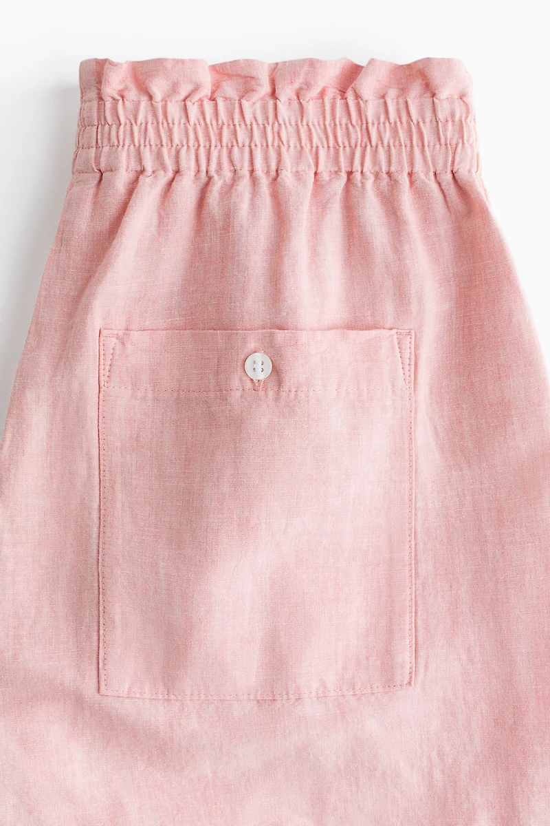 Linen-Blend Paper-Bag Shorts