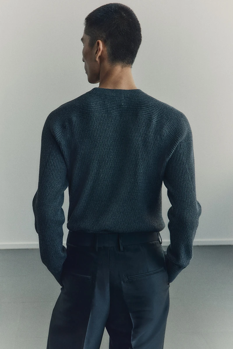 Regular-Fit Rib-Knit Cotton Sweater