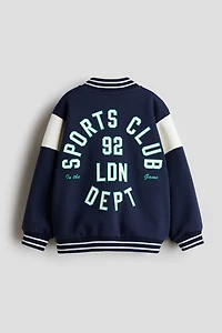 Motif-Detail Baseball Jacket
