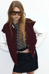Motif-Detail Baseball Jacket